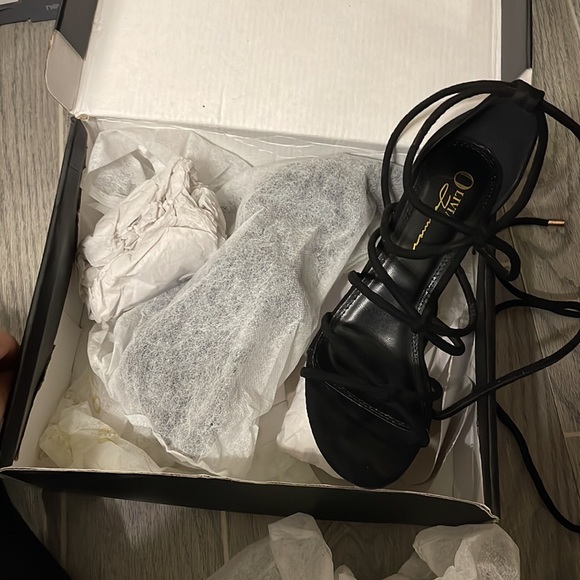 Lace Up Black Heels - Picture 4 of 4